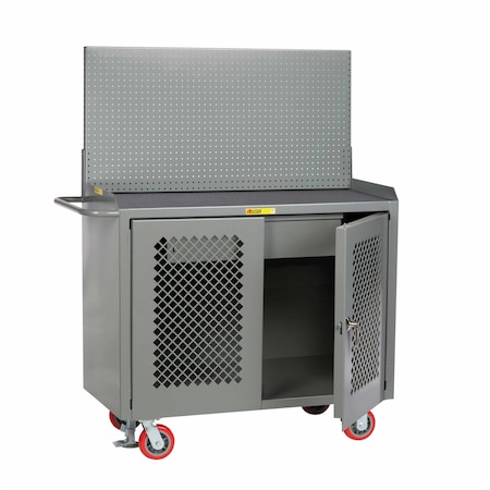 Little Giant Mobile Bench, Perf Doors, 36"W, HD Drawer, Pegboard, Vinyl Mat MMP2D-36-HDFLPB